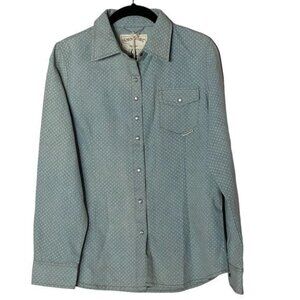 Horseware Ireland Denim Shirt Metal Pearl Snap Long Sleeve Women's Size Large Ne